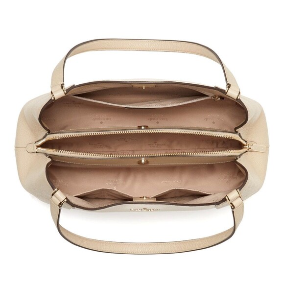 New Kate Spade Lena Colorblock Large Triple Compartment Shoulder Bag Light Sand - Picture 5 of 5